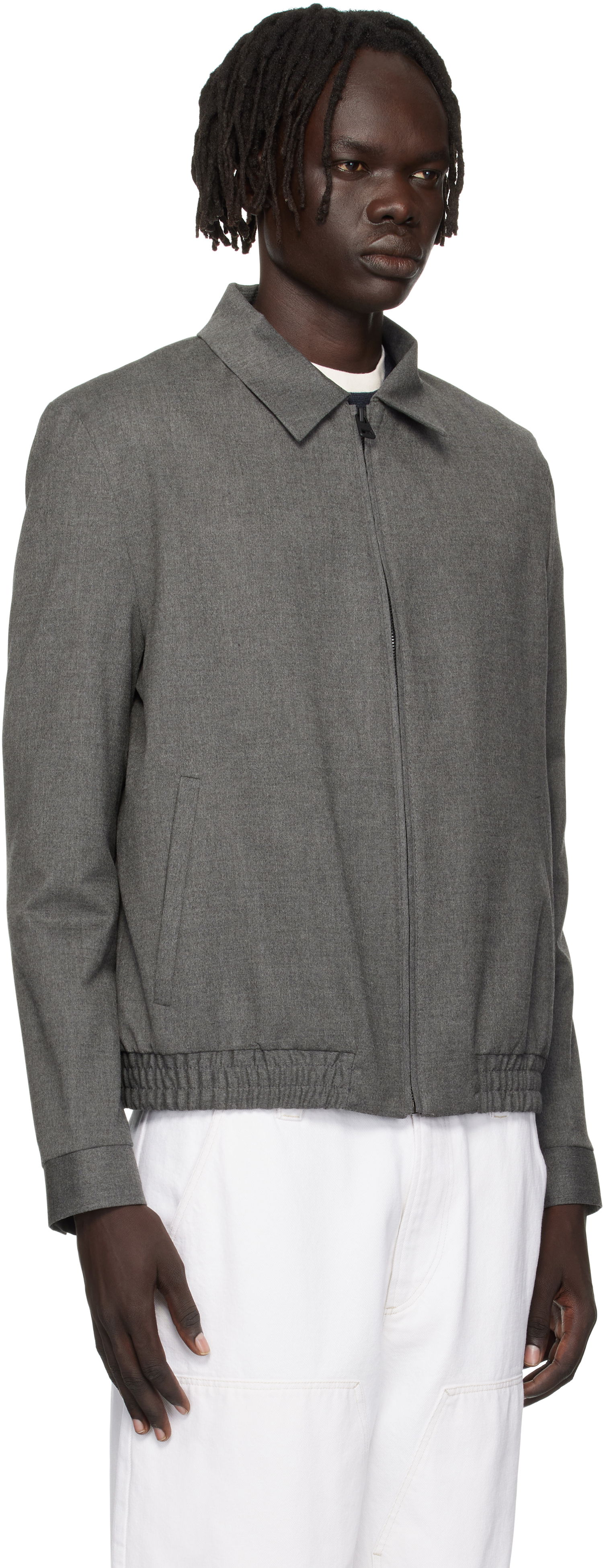 Яке BOSS Slim-Fit Stretch Flannel Jacket Сиво | 50547290, 1