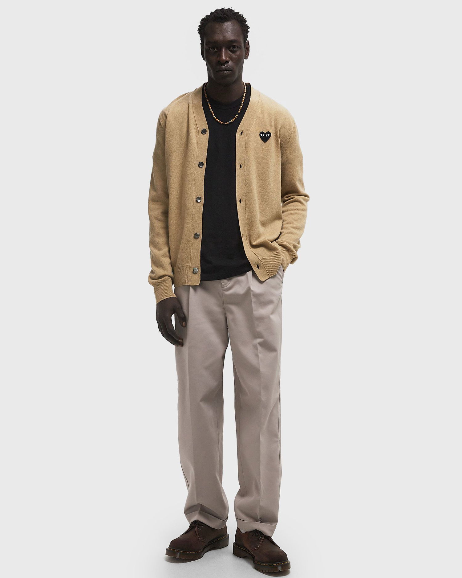 Пуловер Comme des Garçons Play Small Heart Knitted Cardigan Бежово | AX-N024-051 3, 1