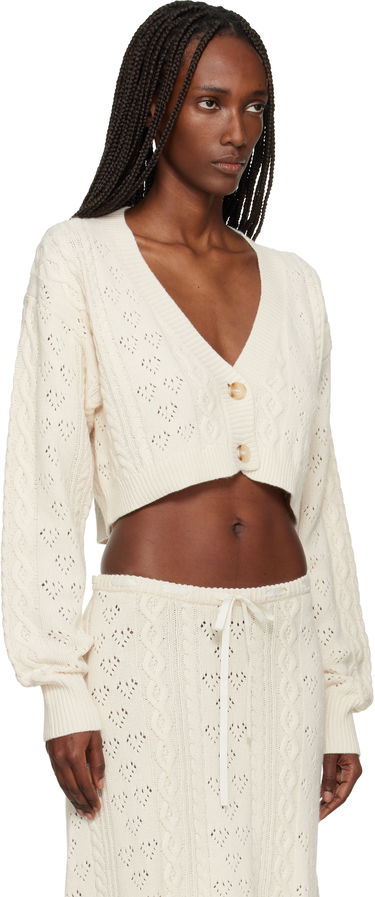 Пуловер GUIZIO Noah Wool Cable Crop Cardigan Бяло | H25719S020, 1