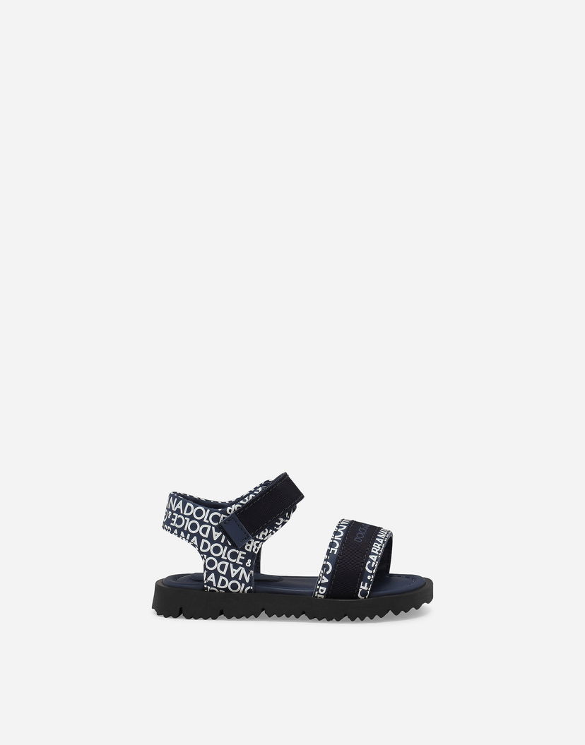 Кецове и обувки Dolce & Gabbana Dolce & Gabbana Printed Calfskin Sandals For First Steps (19-26) Синьо | DL0078AX182HBXCW