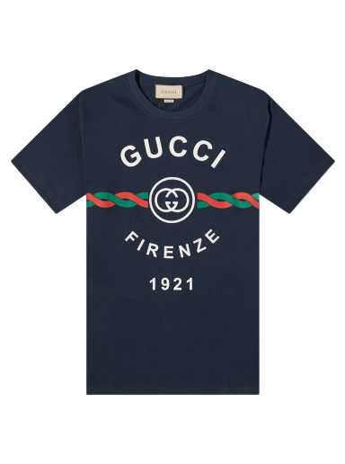 Тениска Gucci Firenze Print Tee Тъмно синьо | 616036-XJD7T-4795