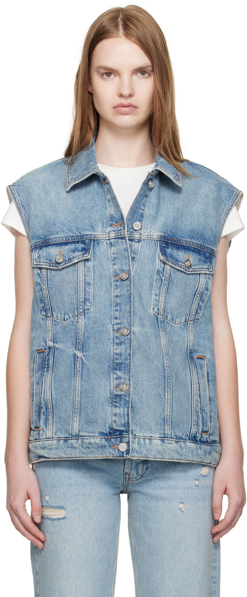 Жилетка Anine Bing ANINE BING Rory Denim Vest Синьо | A-01-10857-WHD37