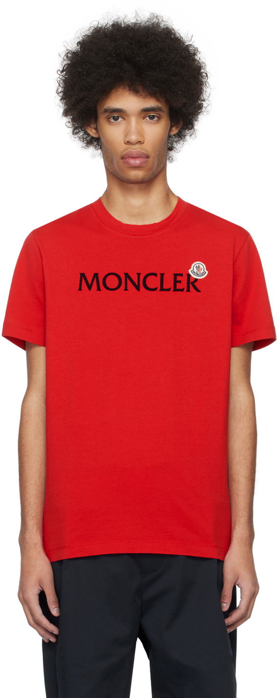 Тениска Moncler Flocked T-Shirt Червено | J10918C000578390T, 0