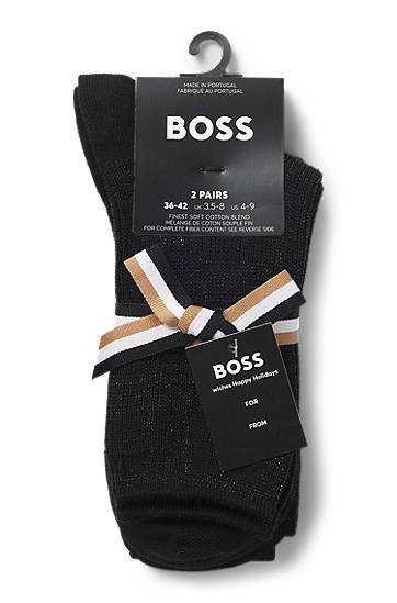 Чорапи BOSS Two-pack short-length socks with sparkling details Черно | 50548291, 1