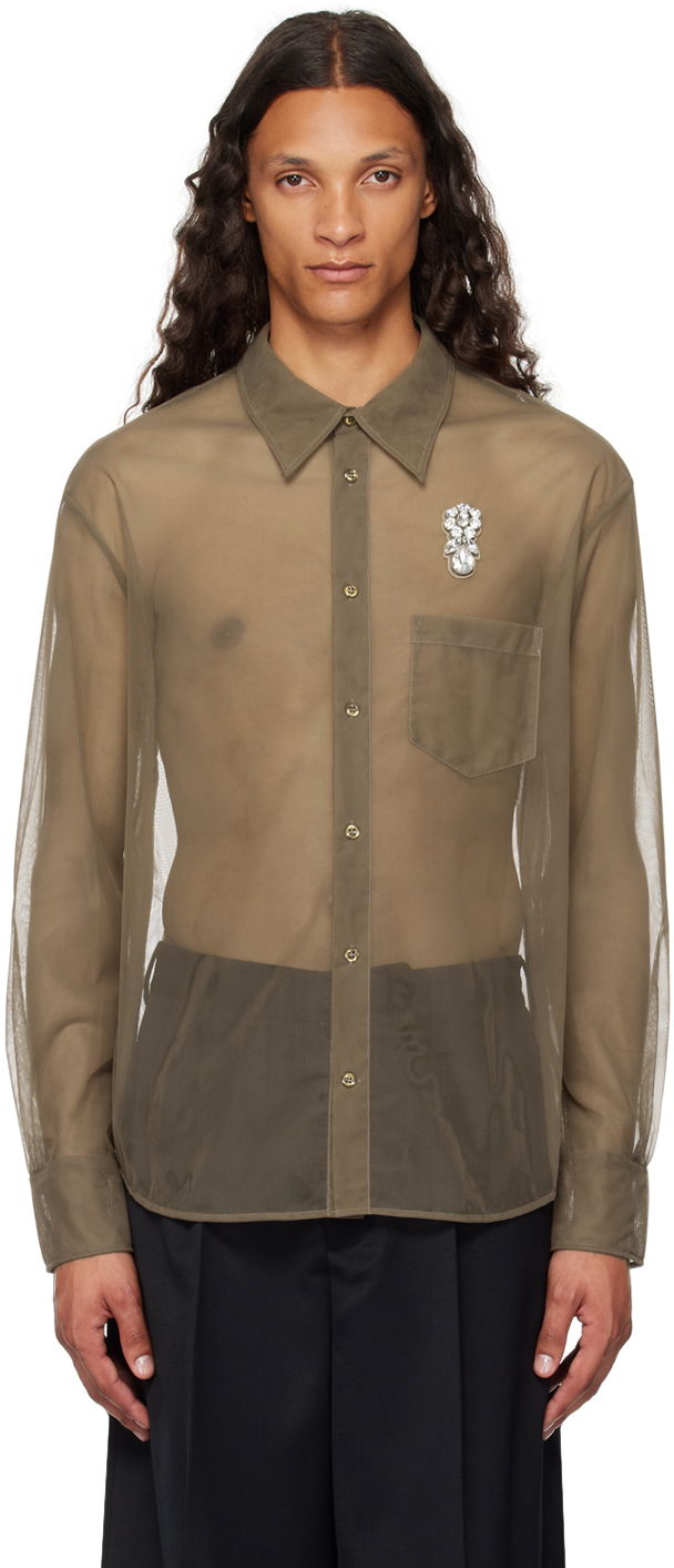 Риза Simone Rocha Simone Rocha Sheer Embellished Shirt Зелено | 5289TB 0069, 0