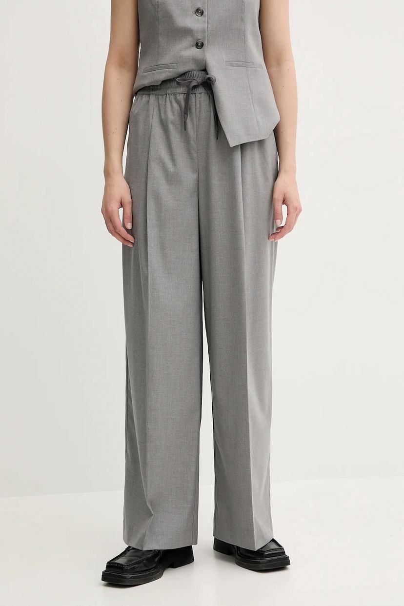 Панталони Samsoe Samsoe Samsoe Samsoe SARILA High Waist Wide Leg Trousers Сиво | F25200049