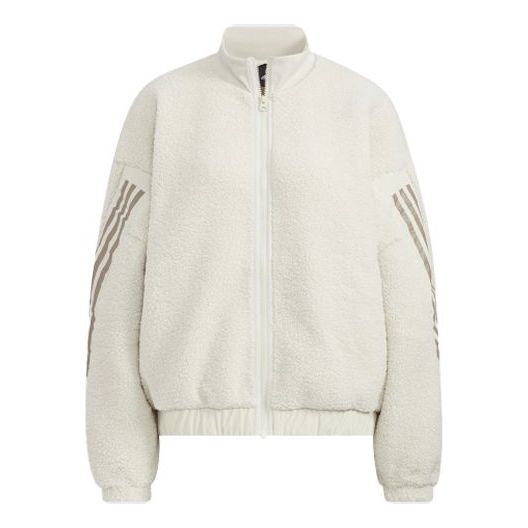 Пуловер adidas Originals Women's Sherpa Casual Full-Zip Jacket Бяло | HM7456
