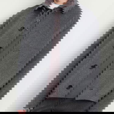 Яке AMI Men's Double Faced Wool Cashmere Jacket, Size Small Сиво | H25HJK844-WV0022-055H25, 5