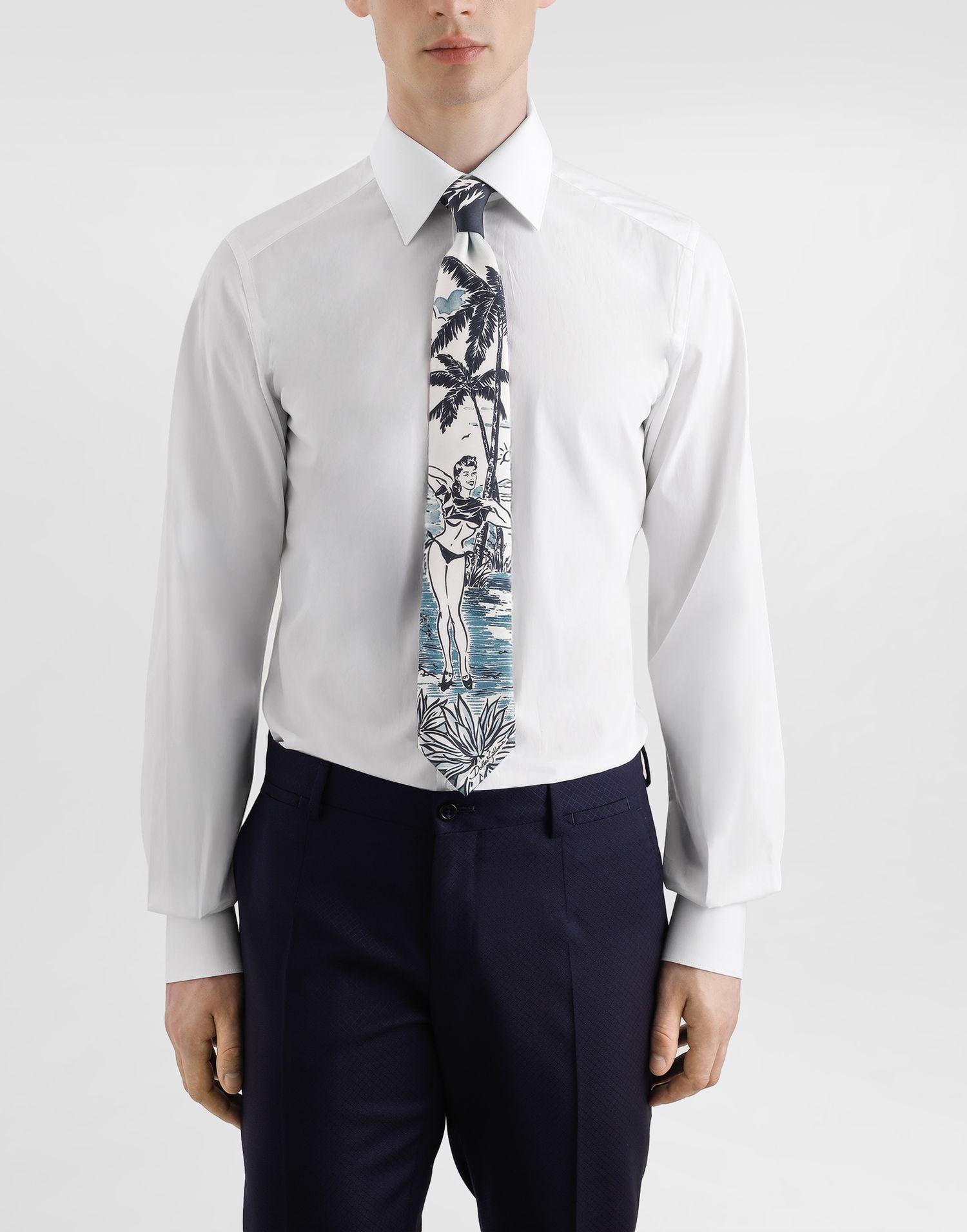 Аксесоари Dolce & Gabbana Dolce & Gabbana Pin-up Print Silk Tie Тъмно синьо | GT147EG0TJ5HB5RL, 1