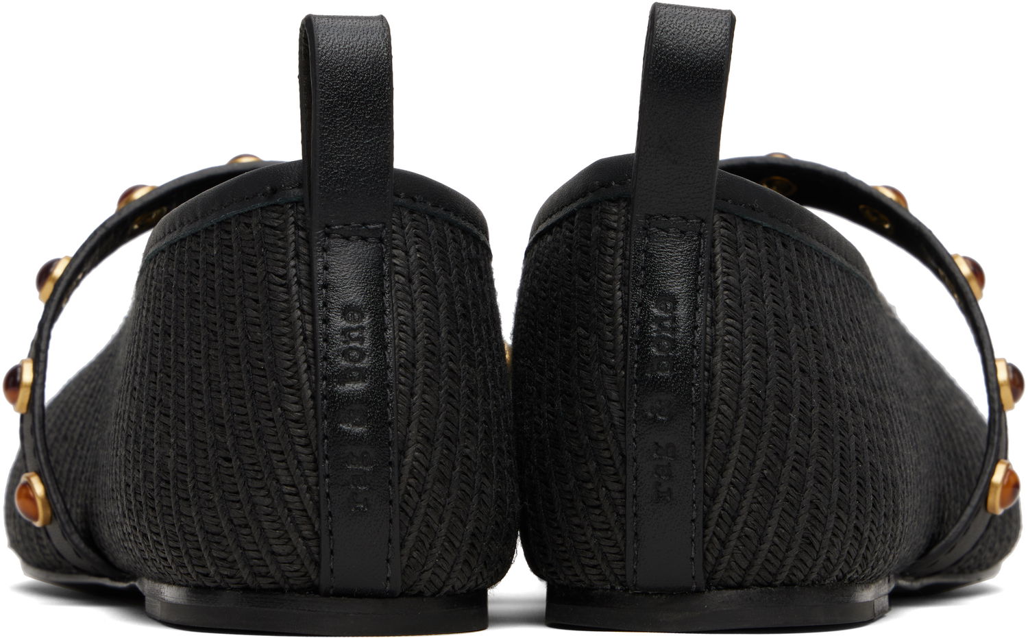Pокля rag & bone rag & bone Spire Straw Mary Jane Ballerina Flats Черно | WFF25PF1003ST3, 1