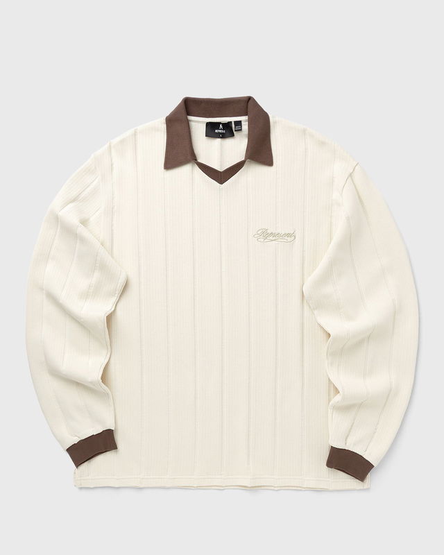 Ribbed Long Sleeve Retro Football Polo Top