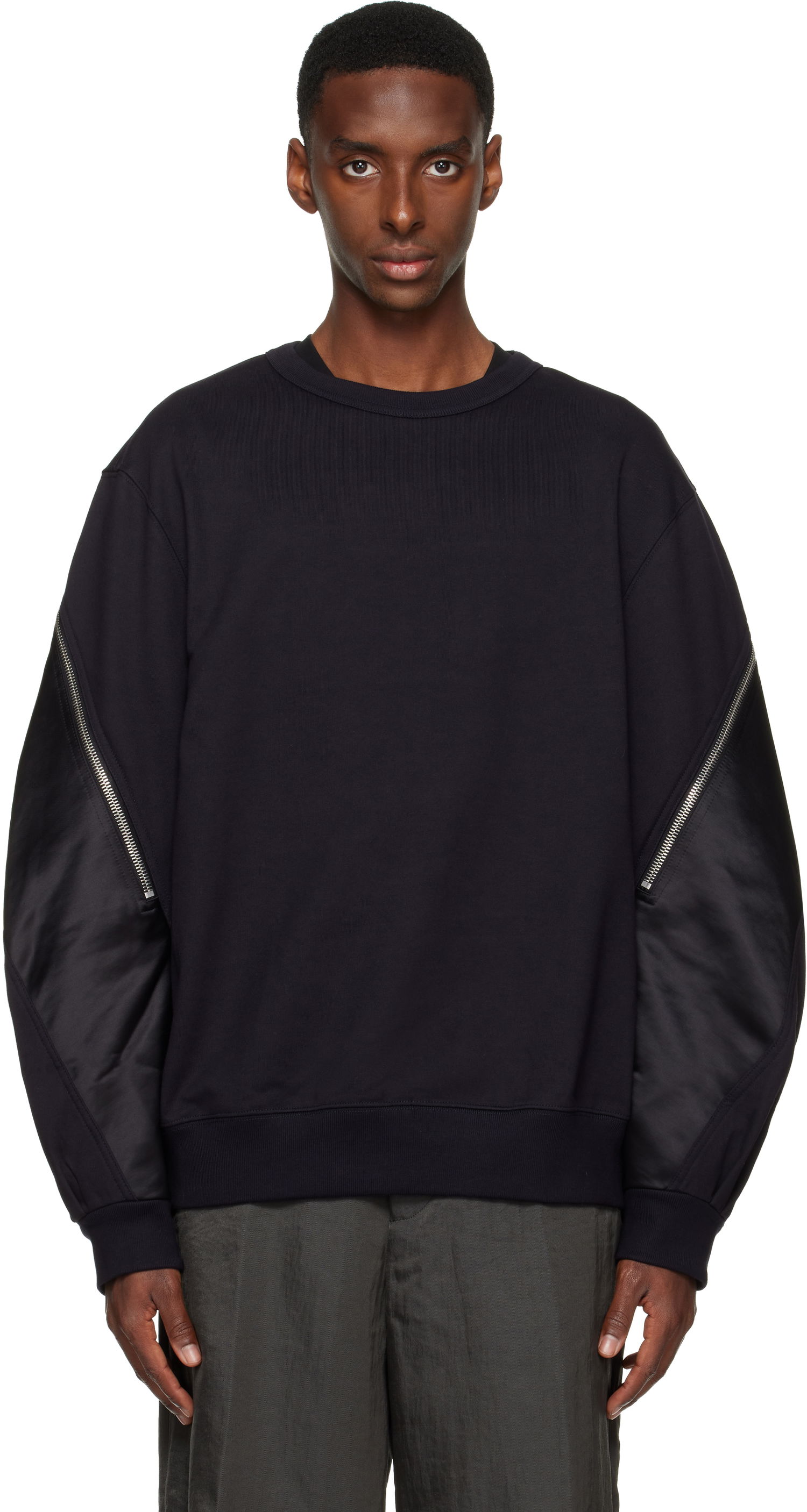Суитчър Dries Van Noten Dries Van Noten Contrast-Panel Zippered Sweatshirt Черно | 252-021154-2611, 0