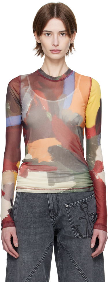 Тениска JW Anderson JW Anderson Abstract Print Sheer Long Sleeve T-Shirt Многоцветен | JO0138-PG1723, 0
