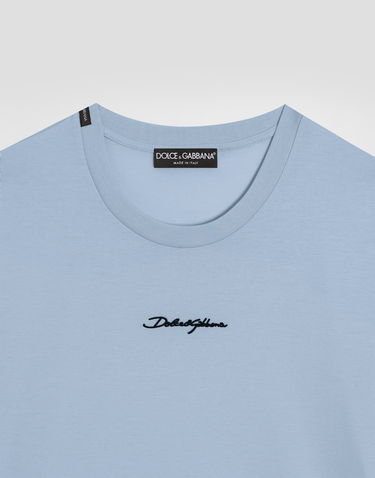 Тениска Dolce & Gabbana Cotton T-shirt With Embroidered Patch Синьо | G8RN8ZG7P0CB0112, 3