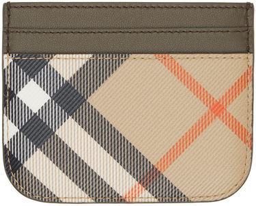 Облекло Burberry Beige & Black Check Card Holder Кафяво | 8092722, 1