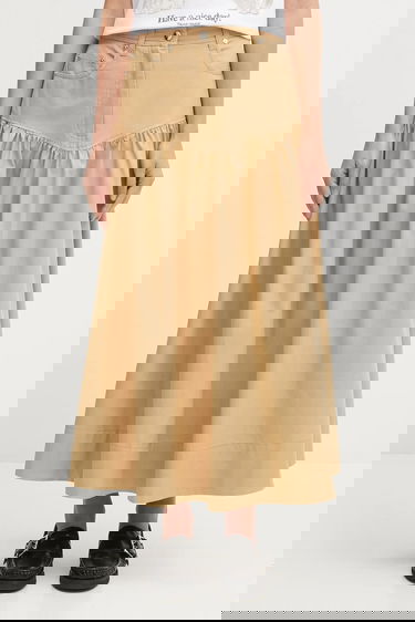 Пола GANNI GANNI Classic Summer Suiting Maxi A-Line Skirt Бежово | W0620, 0