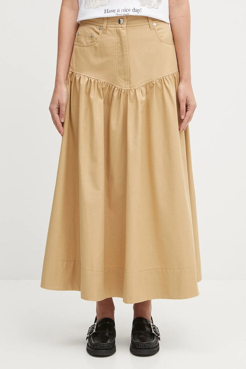 Пола GANNI GANNI Classic Summer Suiting Maxi A-Line Skirt Бежово | W0620