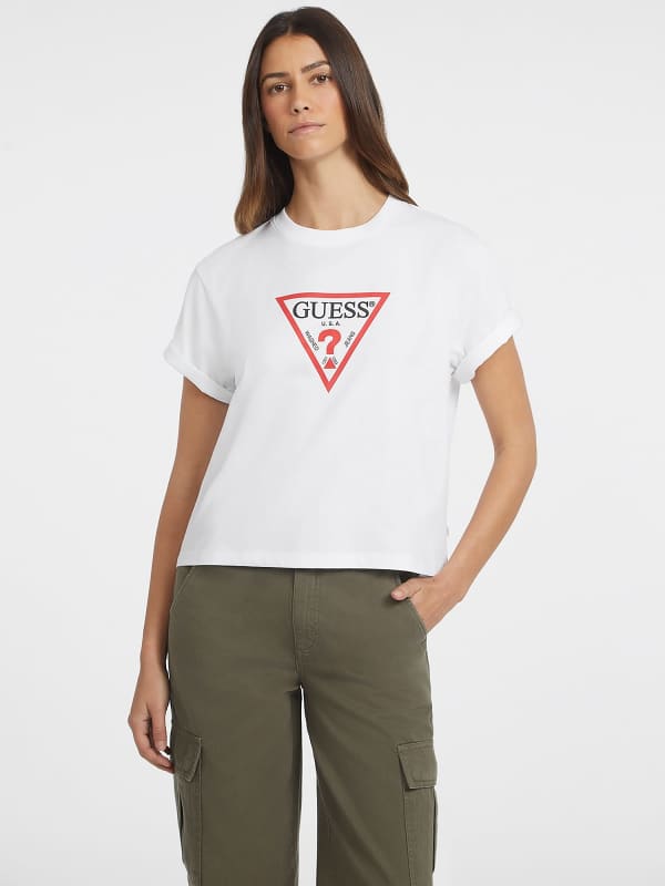 Тениска GUESS Boxy Iconic Tee Бяло | W4YI73K8HM0