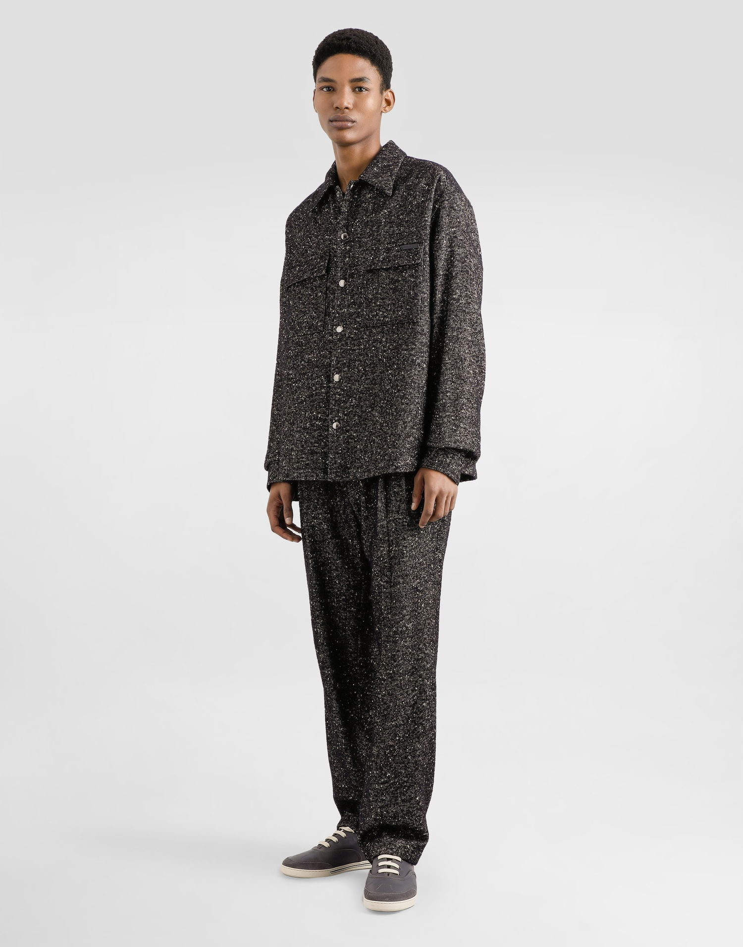 Риза Dolce & Gabbana Dolce & Gabbana Wool Blend Button-Up Shirt Черно | G5MM6TFCZAMS8030, 1