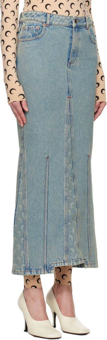 Пола Marine Serre Marine Serre Moon Laser Denim Maxi Skirt Синьо | WSK074A CDEN0003, 1