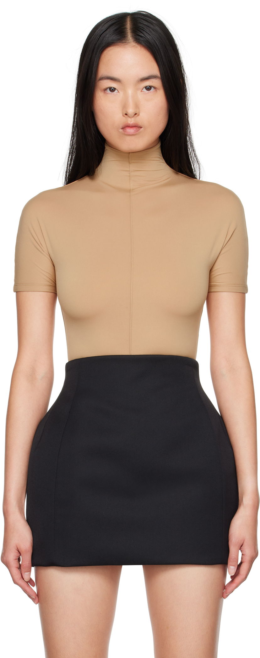 боди WARDROBE.NYC Huntington-Whiteley Edition RHW Short Sleeve Bodysuit Бежово | W1087R18JE