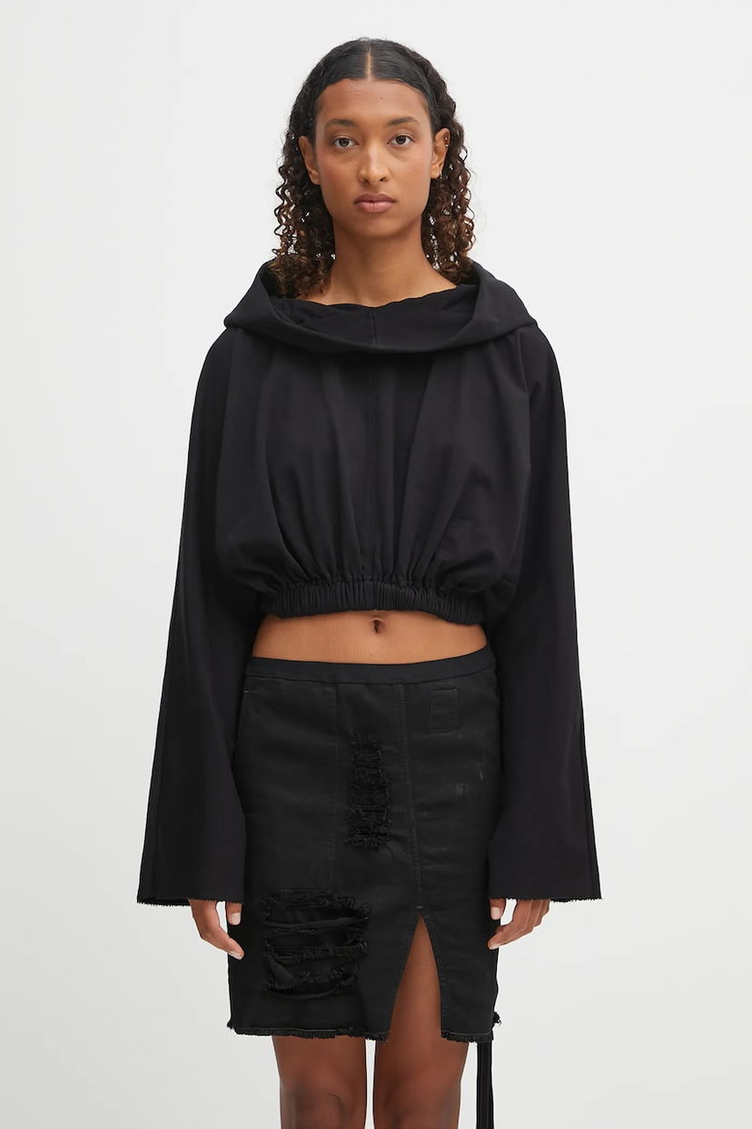 Суитчър Rick Owens Rick Owens DRKSHDW Cropped Hooded Tunic Черно | DS02E7236.RIG