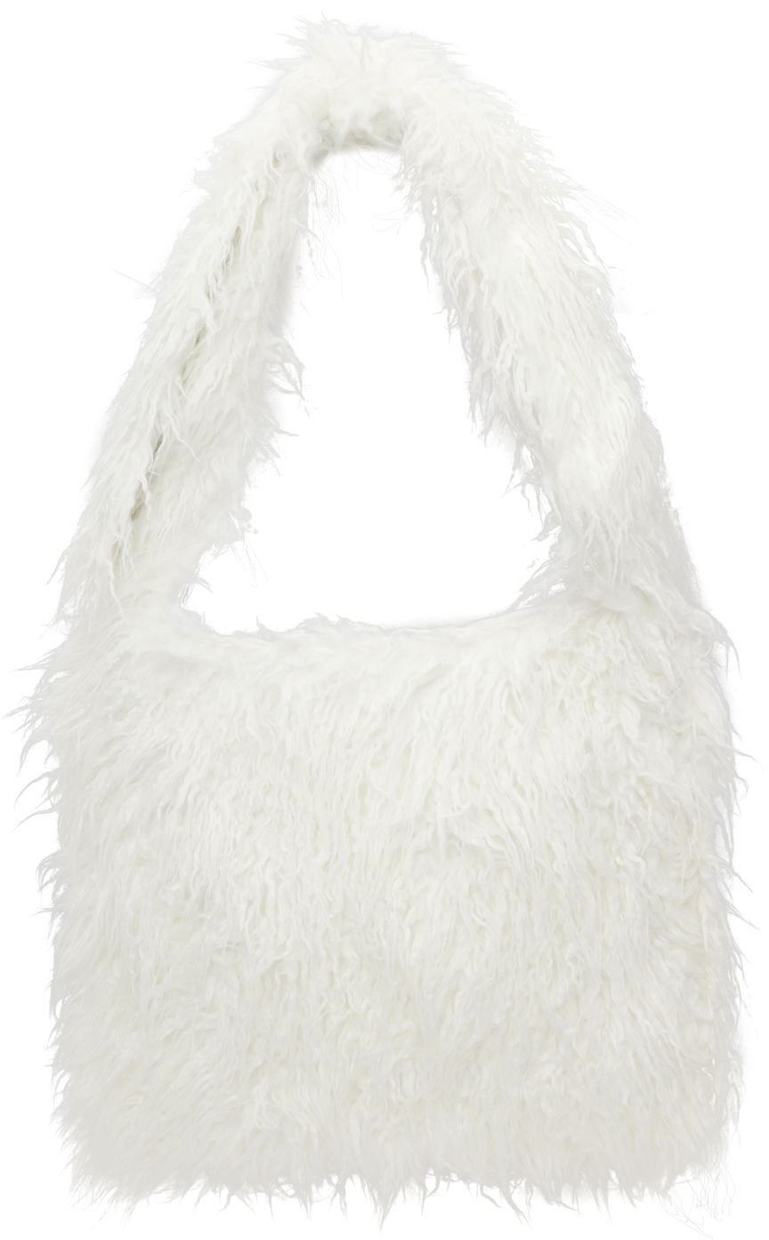 Чанта през рамо We11done We11done Faux-Fur Shoulder Bag Бяло | WD-AB3-22-473-U-WH, 0