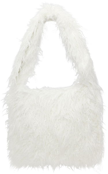 Чанта през рамо We11done We11done Faux-Fur Shoulder Bag Бяло | WD-AB3-22-473-U-WH, 0