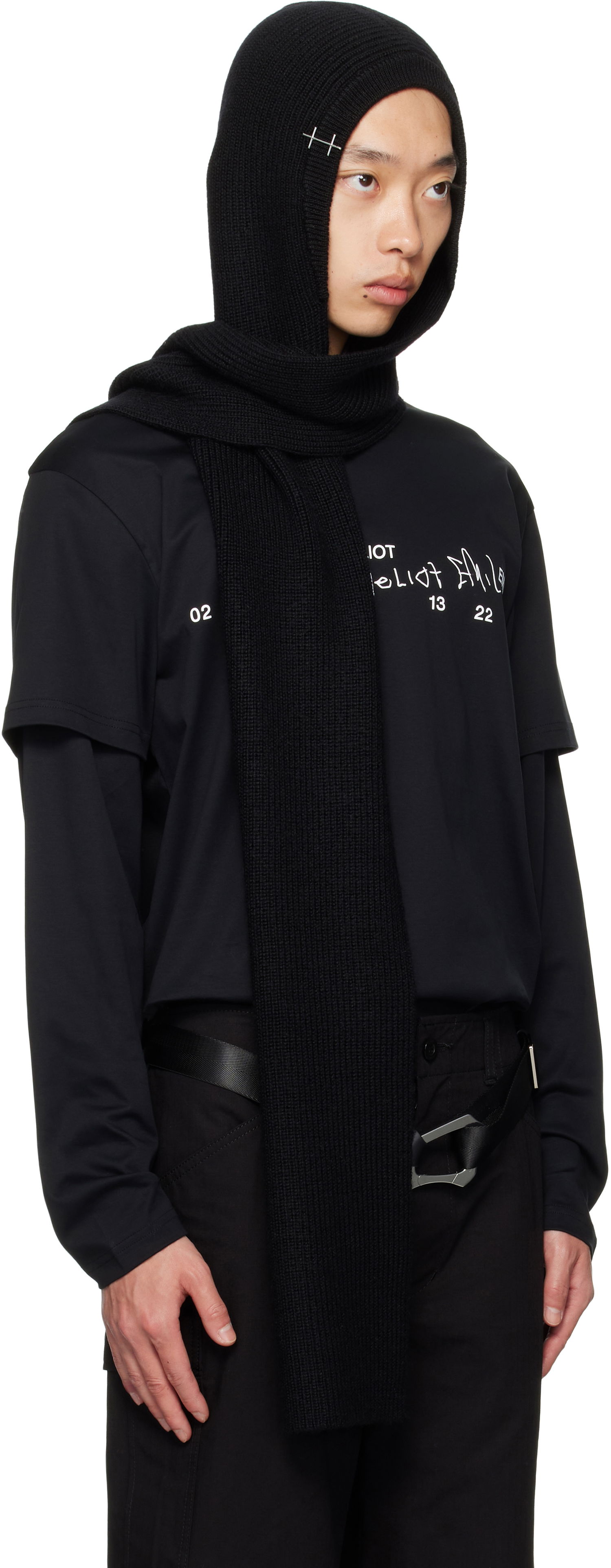 Шал HELIOT EMIL HELIOT EMIL Phos Hooded Scarf Черно | AW25_16_138_BLK01, 1