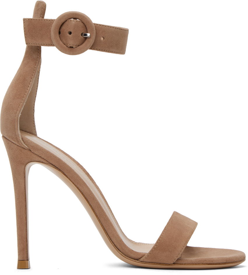 Кецове и обувки Gianvito Rossi Portofino Suede Heeled Sandals Бежово | G61096.15RIC.CAM, 0