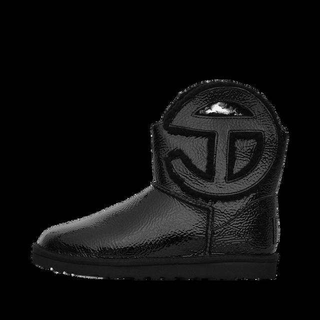 Telfar Logo Mini Crinkle Leather Boots Black