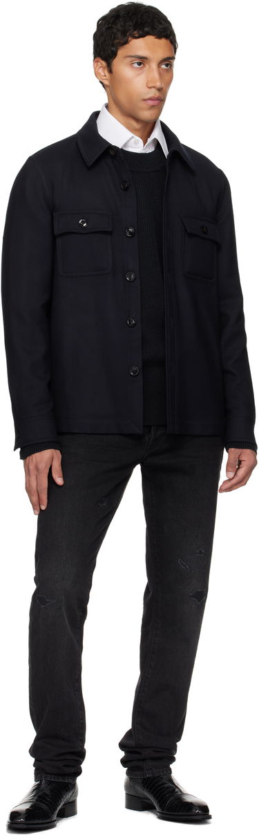 Яке Tom Ford TOM FORD Light Wool Chest Pocket Overshirt Тъмно синьо | OJS016-FMW063, 3