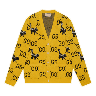 Пуловер Gucci GG And Skunk Cardigan Жълто | 716113 XKCL2 7218, 0