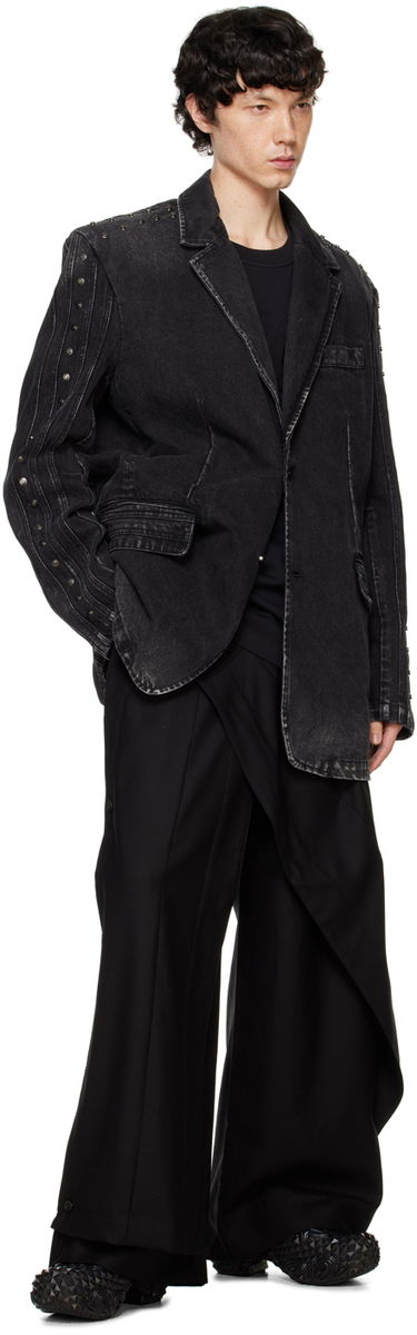 Яке Feng Chen Wang Feng Chen Wang Paneled Denim Blazer Черно | FUF18JK26, 3