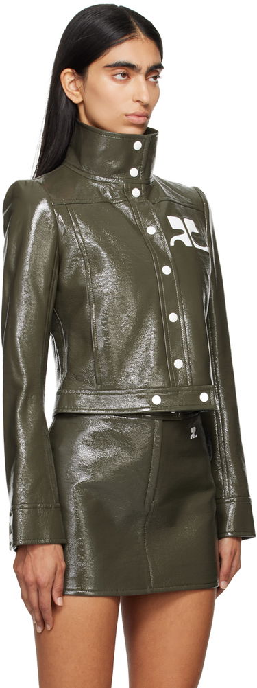 Яке бомбър Courrèges Courrèges Reedition Cropped Faux-Leather Jacket Зелено | 223CBL005VY0014, 1
