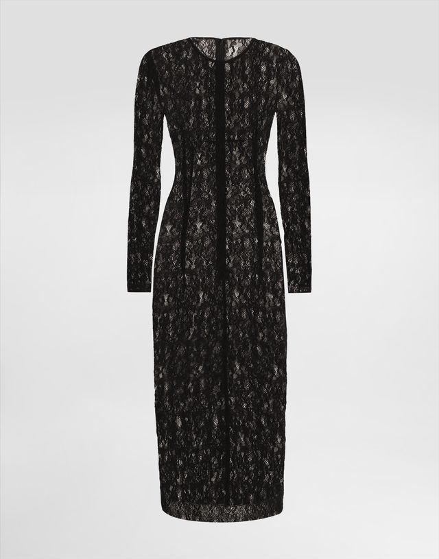 Dolce & Gabbana Floral Lace Calf-Length Dress