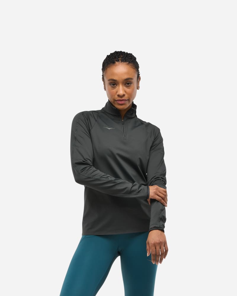 Суитчър Hoka One One GlideTech Quarter Zip Running Jacket, Size Large Черно | 1164155-BLK