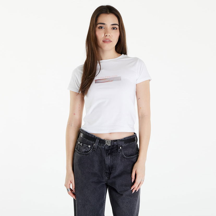 Тениска CALVIN KLEIN Diffused Box Fitted Short Sleeve Tee Bílá Бяло | J20J223167 YAF