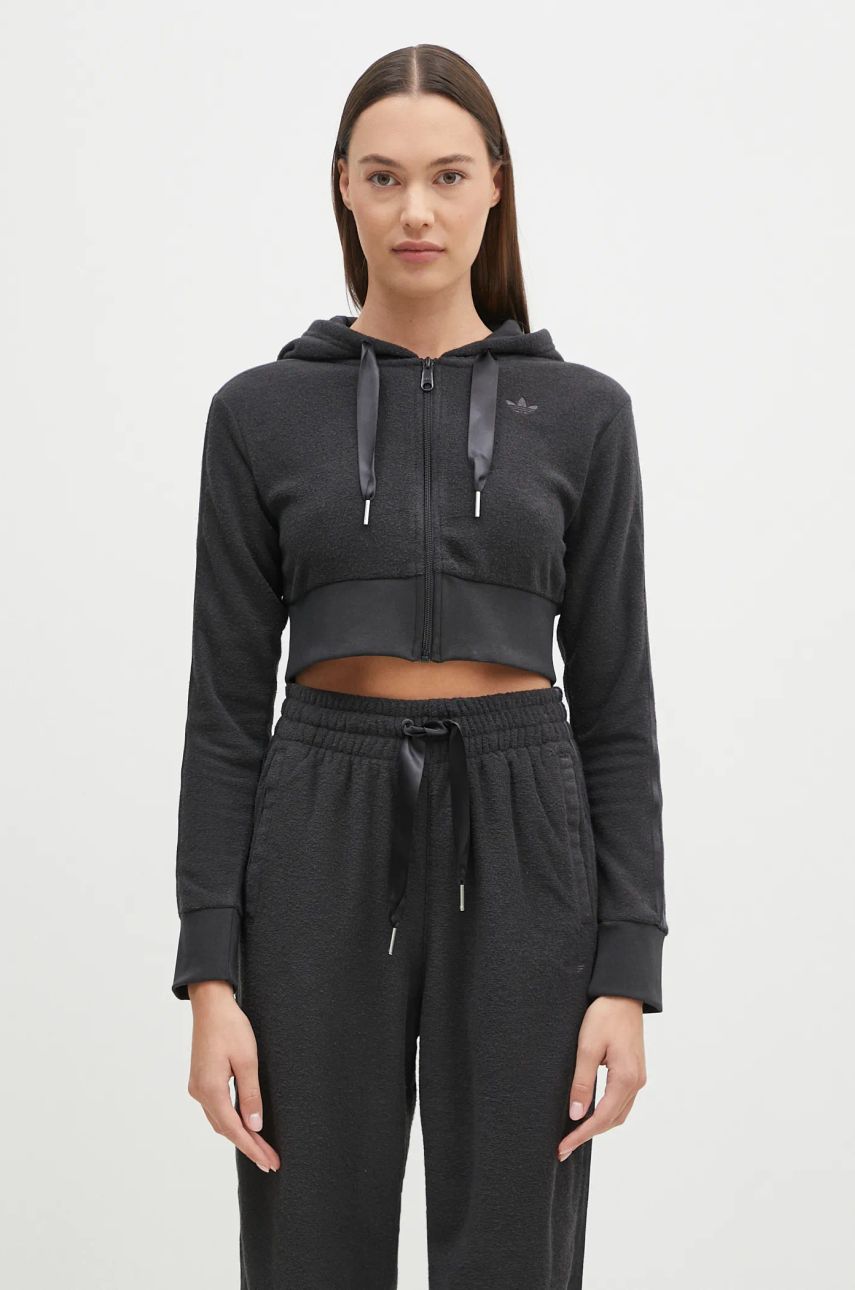 Суитчър adidas Originals Hoodie Cropped With Zipper Сиво | JN3006, 0
