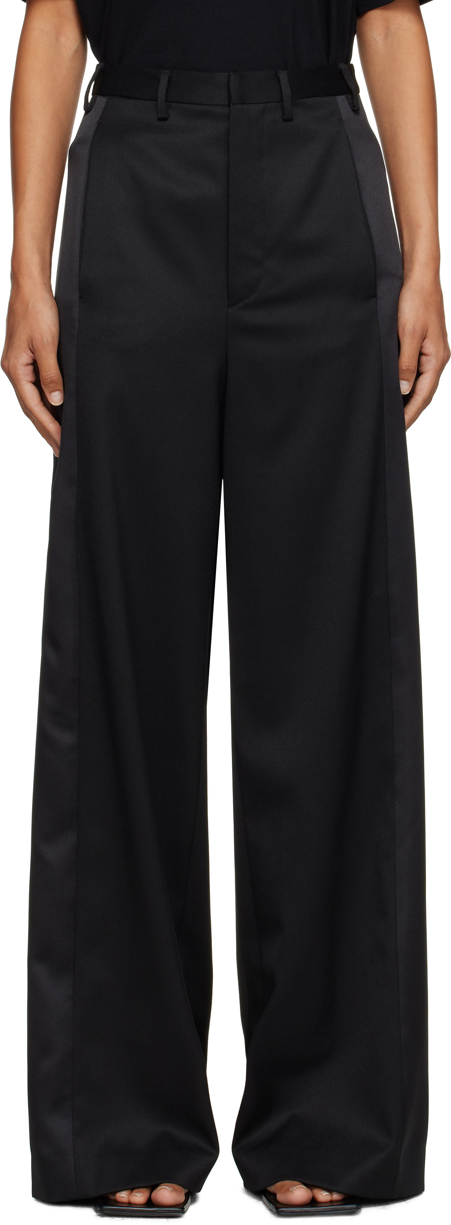 Панталони Maison Margiela MM6 Maison Margiela Tailored Wool Wide-Leg Trousers Черно | S52KA0541 S47848, 0