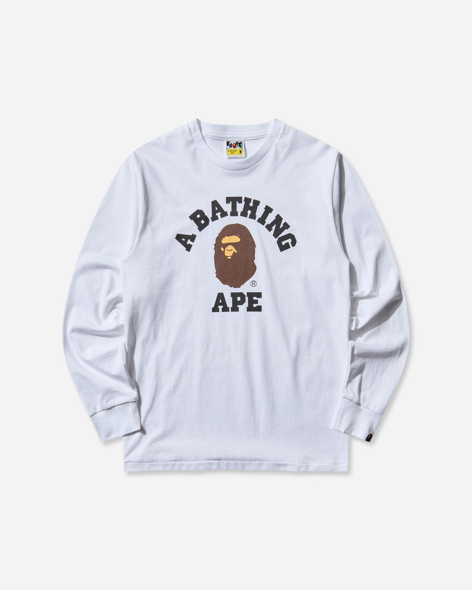 Тениска BAPE College Longsleeve T-Shirt Бяло | 1L80111001 WHITE, 1