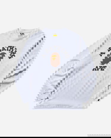 Тениска BAPE College Longsleeve T-Shirt Бяло | 1L80111001 WHITE, 1