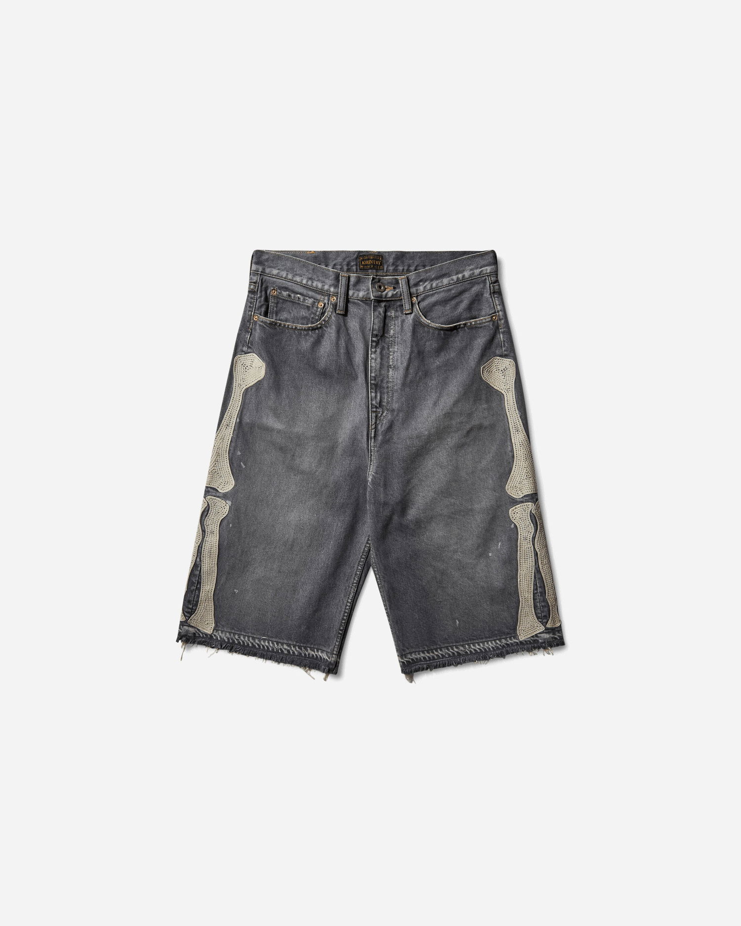 Къси панталони KAPITAL 14oz Denim 5P Shorts with Bone Applique Сиво | EK-1449SPA PRO, 1