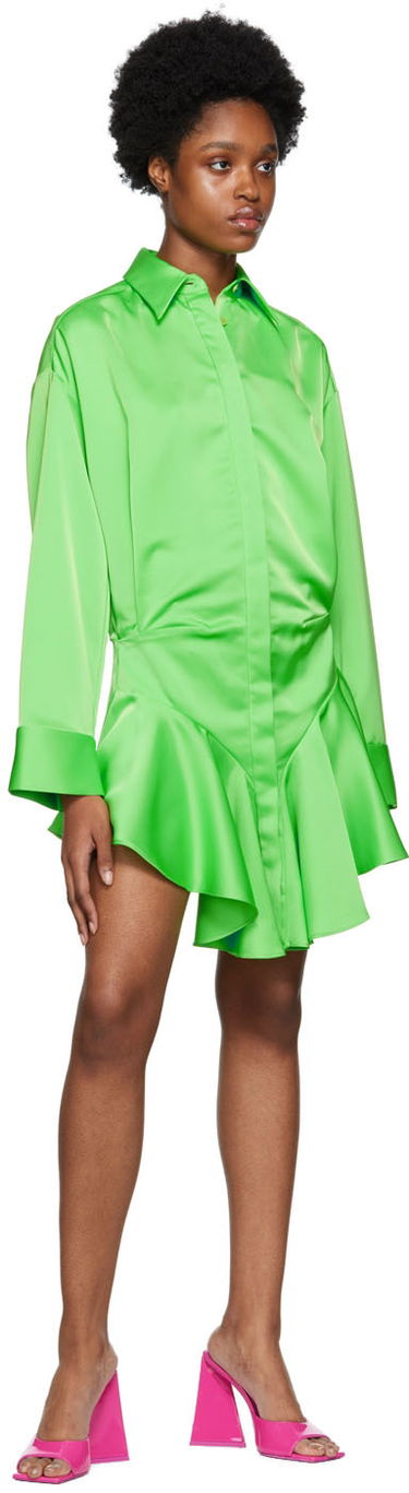 Pокля The Attico Attico Candice Satin Mini Shirt Dress Зелено | 228WCA124 E020, 3