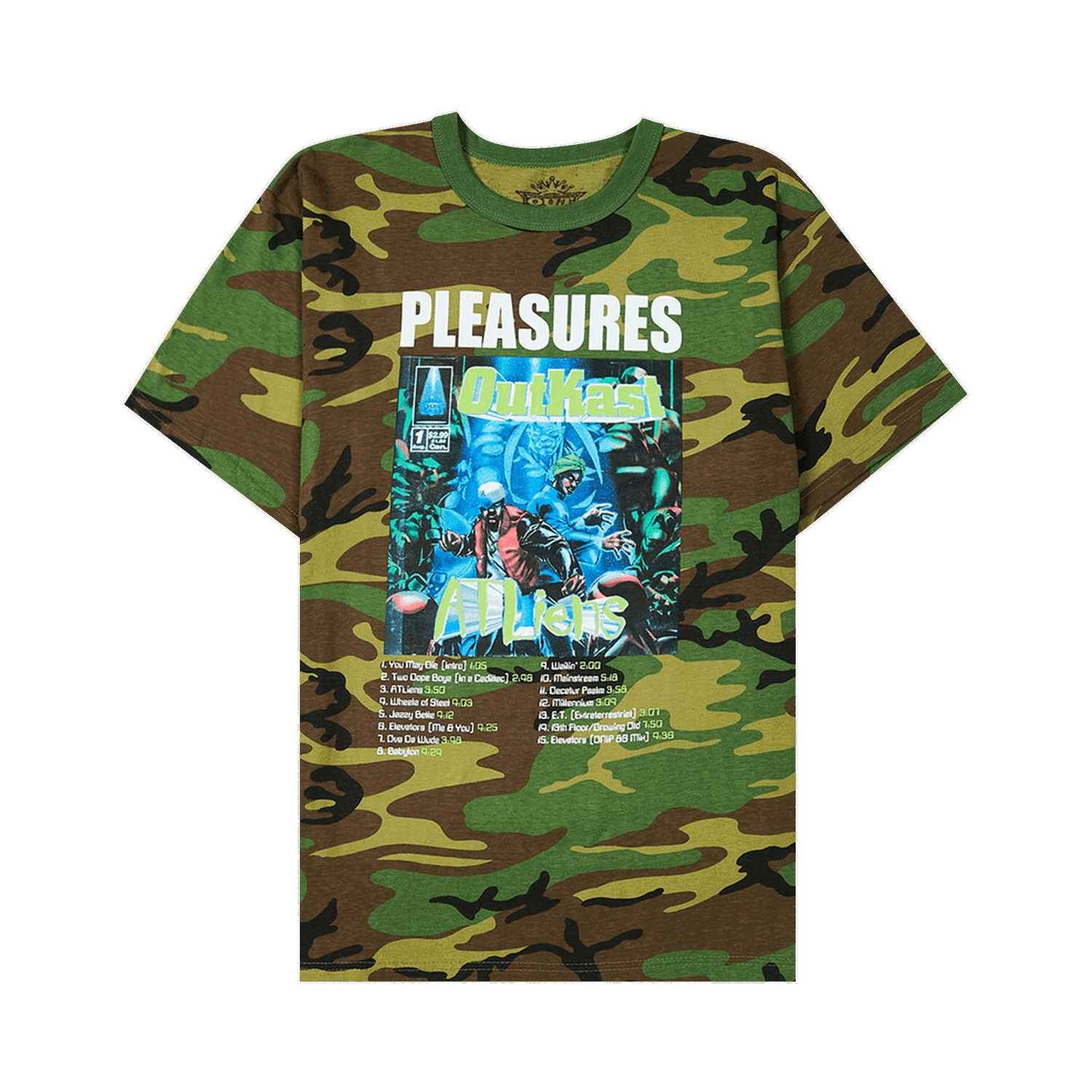 Тениска Pleasures Atliens T-Shirt Многоцветен | P22SP040 CAMO, 0