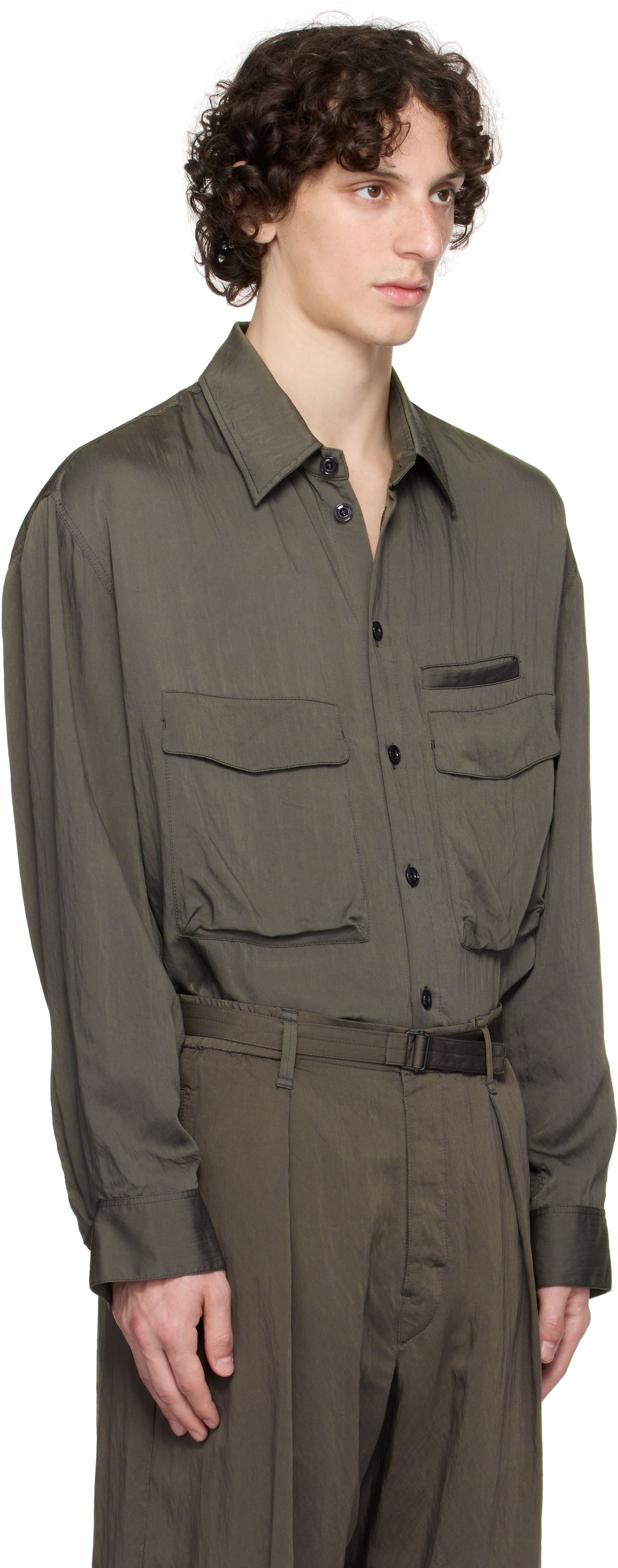 Риза LEMAIRE Lemaire Utility Shirt Зелено | OV1014 LF1388, 1
