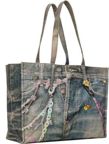 Голяма пазарска чанта Acne Studios Acne Studios Logo Shoulder Tote Синьо | C10238-, 3