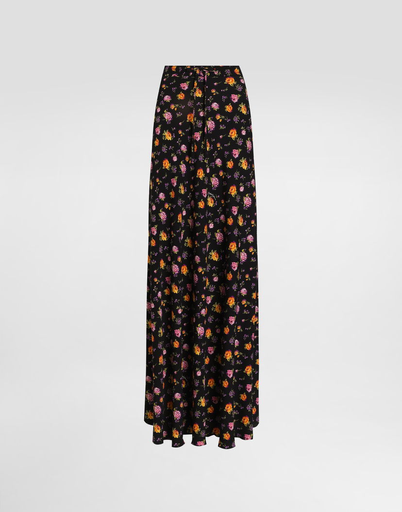 Пола Dolce & Gabbana Dolce & Gabbana Small Rose Bouquets-print Flared Charmeuse Skirt Многоцветен | F4DBJTFSA8DHN5XR