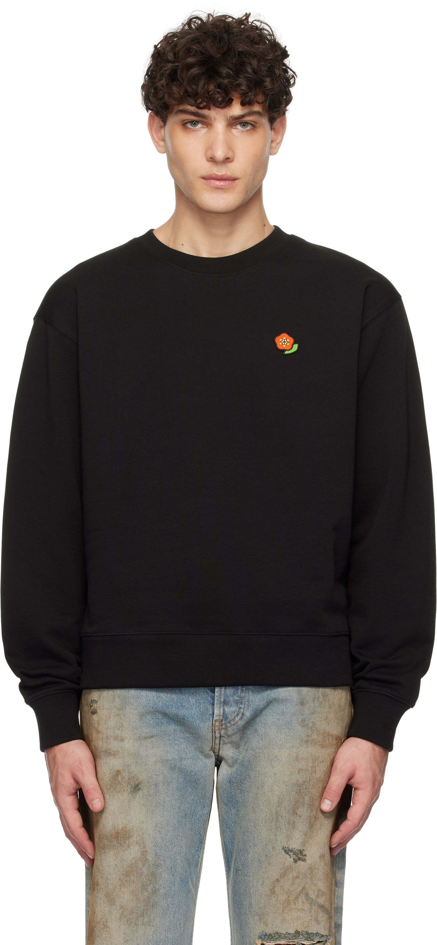 Суитчър KENZO Embroidered Flower Sweatshirt Черно | FF55SW2654MF, 0