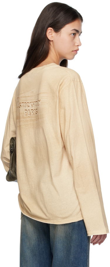 Тениска Acne Studios Acne Studios Long Sleeve Logo T-Shirt Бежово | CL0361-, 2